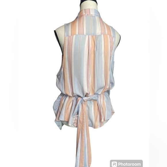 Free People Mackenzie wrap tie waist peplum stripe top ethereal fairy colorful - Picture 4 of 13